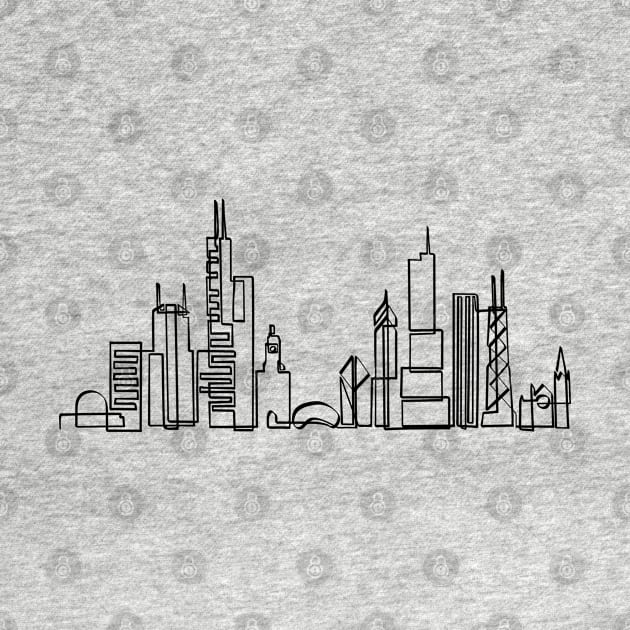 Chicago Skyline in one line by PauRicart